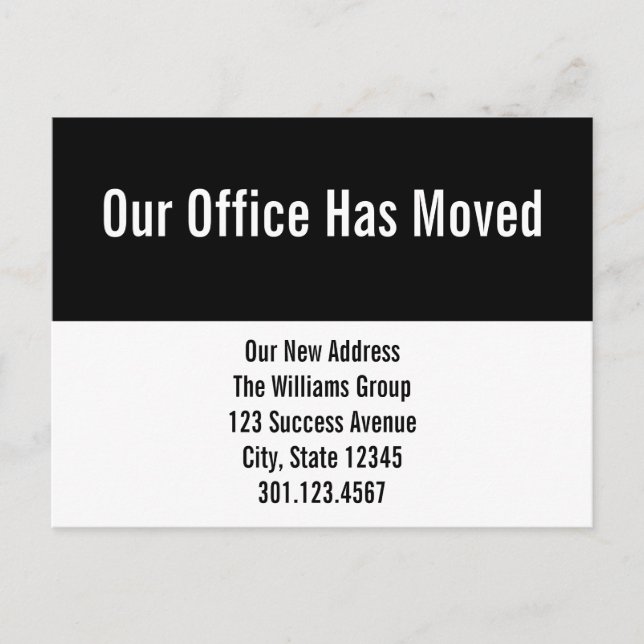 Vårt kontor har Flyttat vykort för Flytta aviserin (Framsida)