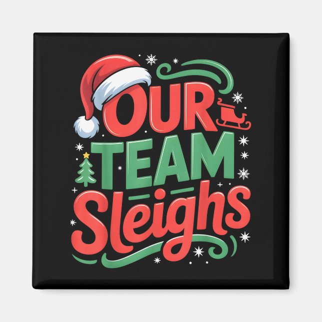 Vårt Lag Åker Roliga Julrenar Xmas  Magnet (Framsidan)