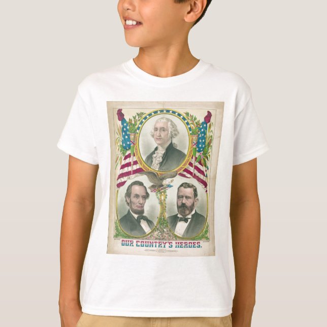 Vårt land hjälteWashington Lincoln lån Tee Shirt (Framsida)