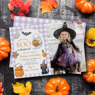 Vårt lilla BOO Ghost Halloween 2:a födelsedagsfoto Inbjudningar