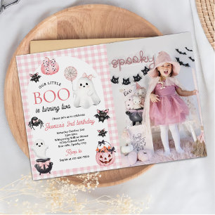 Vårt lilla BOO Ghost Halloween 2:a födelsedagsfoto Inbjudningar