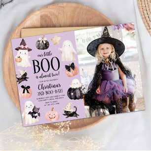 Vårt lilla Boo Halloween-fotfoto på andra födelsed Inbjudningar