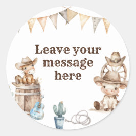 Vårt lilla cowboy Vilda western Kärlek ditt budska Runt Klistermärke