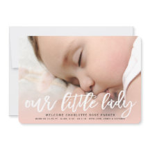 Vårt lilla Dam Flicka födelsemeddelande om foto