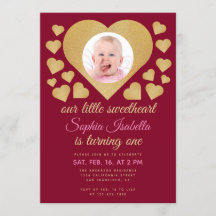 Vårt lilla hjärta Burgundy Guld hjärta födelsedag