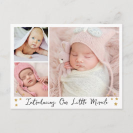 Vårt lilla mirakel guldstjärna 3 bilder Baby Meddelande Vykort