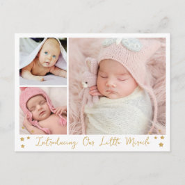 Vårt lilla mirakel guldstjärna 3 bilder baby meddelande vykort