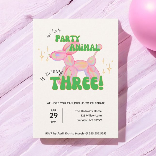 Vårt lilla Party-ballonder, tredje födelsedag Inbjudningar (Skapare uppladdad)