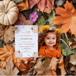Vårt lilla Pumpkin Birthday Photo Inbjudningar