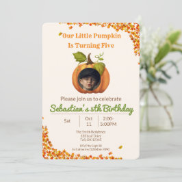 Vårt lilla Pumpkin Birthday Photo Inbjudningar