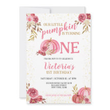 VÅRT LILLA PUMPKIN ROSA VATTENFÄRG 1 BIRTHDAG