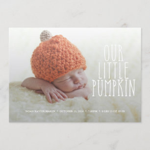 Vårt lilla Pumpkin Soft White Birth-meddelande Meddelande