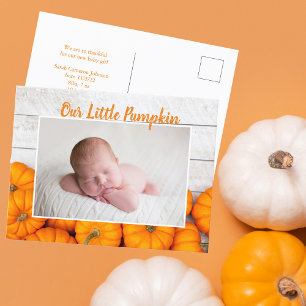 Vårt lilla Pumpkin Thanksgiving Newborn Photo Vykort