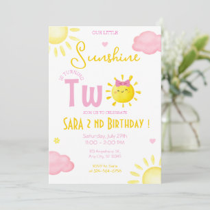 VÅRT LILLA SUNSHINE VÄNTAR TVÅ BIRTHDAY INBJUDNINGAR