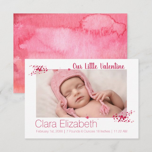Vårt lilla Valentine Baby-meddelande Inbjudningar (Fram/baksida)