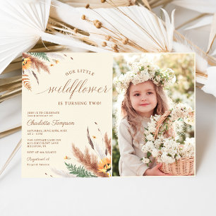 Vårt lilla Wildblomma, 2:a födelsedag, Party foto Inbjudningar