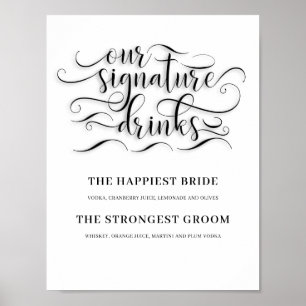 Vårt Namnteckning Drinks Bröllop Pub-tecken Poster