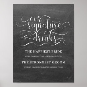Vårt Namnteckning Drinks Bröllop Pub-tecken Poster