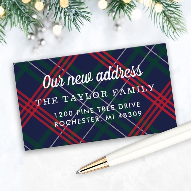 Vårt Nya adress kort, flottan Red Tartan Play Visitkort (Skapare uppladdad)