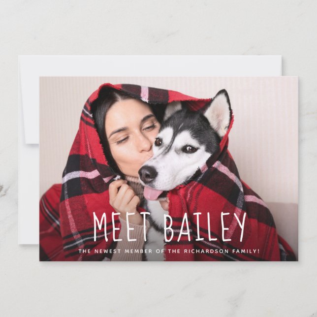 Vårt nya älsklings- enkla fotomeddelande för hund inbjudningar (Framsida)