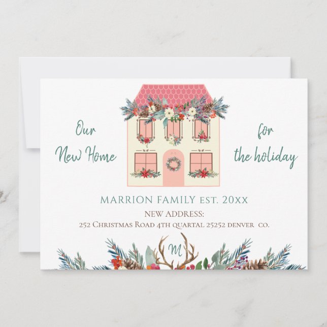 Vårt nya hem för helgdagarnas rosa-flytta meddelande (Framsida)