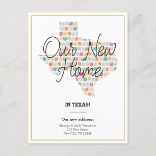 Vårt nya hem - Texas Flytta Announement Postcard Vykort