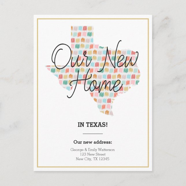 Vårt nya hem - Texas Flytta Announement Postcard Vykort (Framsida)