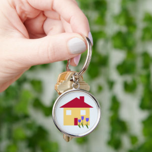 Vårt nya hus rund silverfärgad nyckelring