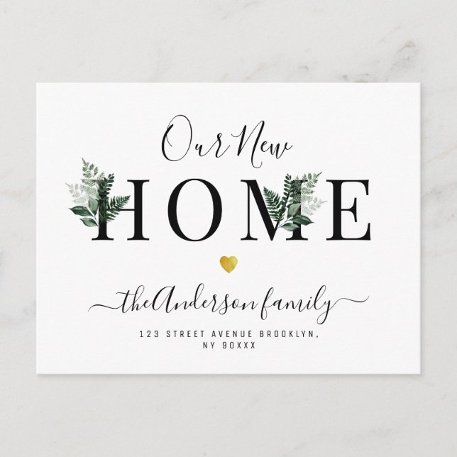 Vårt nya meddelande om Flytta hemma Vykort (Framsida)