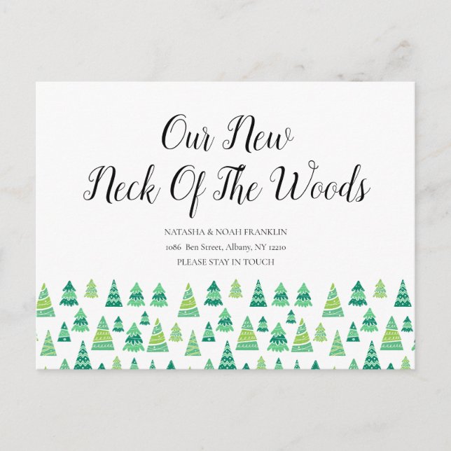 Vårt nya Nacke i Skogen-skogen Nya Adress i Meddelande Vykort (Framsida)