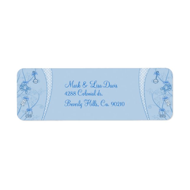 Vårt nya tillägg i blått hus returadress etikett (Framsidan)