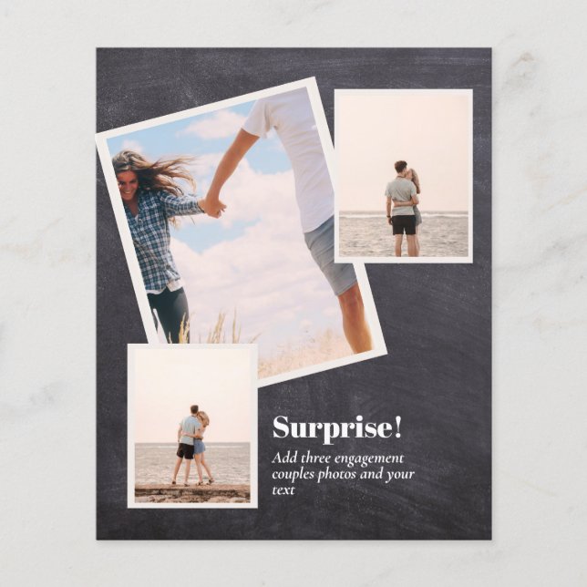 VÅRT! PHOTO COLLAGE FÖR förlovning-MEDDELANDE Flygblad (Framsidan)