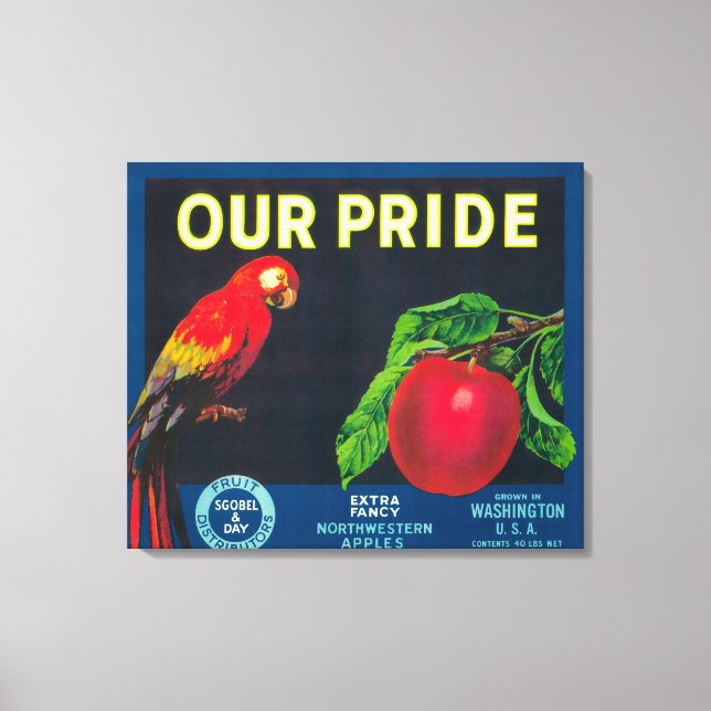Vårt Pride Apple-etikett - Washington State Canvastryck (Framsida)