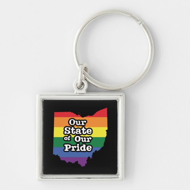Vårt Pride | Ohio Fyrkantig Silverfärgad Nyckelring (Framsidan)