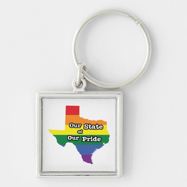 Vårt Pride | Texas Fyrkantig Silverfärgad Nyckelring (Framsidan)