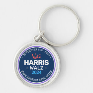 Vårt sätt att göra Amerika Sane igen Harris Walz 2 Rund Silverfärgad Nyckelring