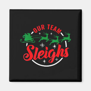 Vårt team kör jul familj pyjamas jul julafton magnet