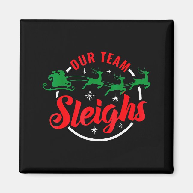 Vårt team kör jul familj pyjamas jul julafton magnet (Framsidan)