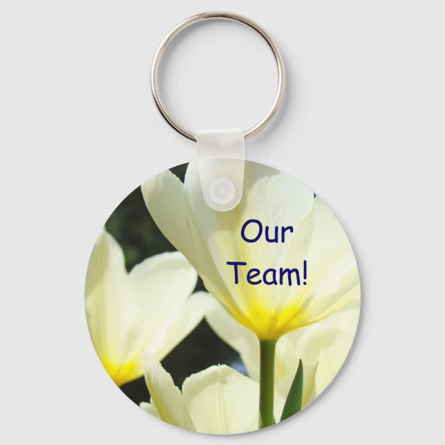 Vårt Team! nyckelring Vita Gula Tulpan Blommor (Framsida)