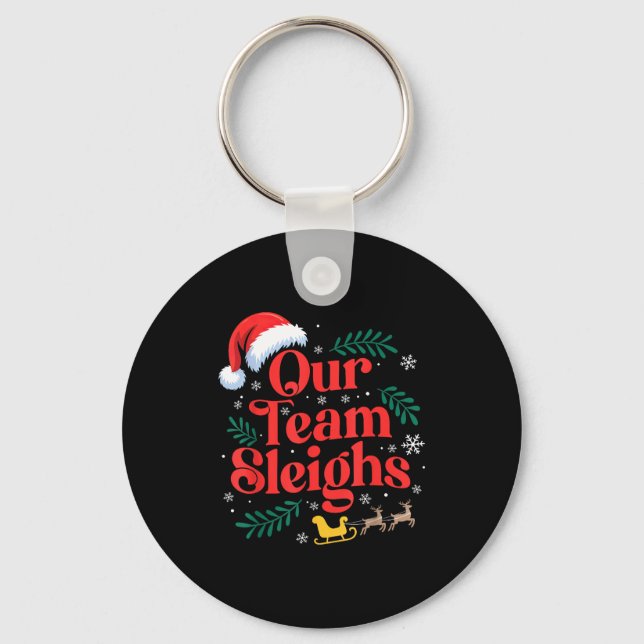 Vårt Team Slar Christmas Santa Hatt Renar Offi Nyckelring (Framsida)