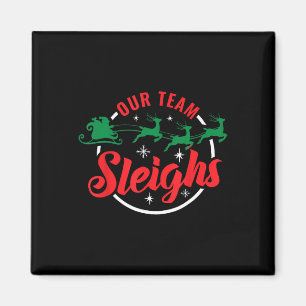 Vårt Team Sleighs Christmas Familj Pyjamas Xmas Ho Magnet