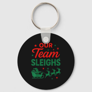 Vårt Team Sleighs Jul Arbetslag Matchande Nyckelring