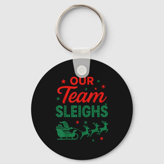 Vårt Team Sleighs Jul Arbetslag Matchande  Nyckelring (Framsida)