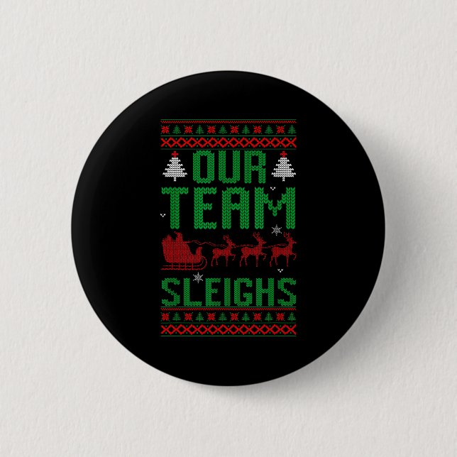 Vårt Team Sleighs Jul Renar Jultomten  Knapp (Framsida)