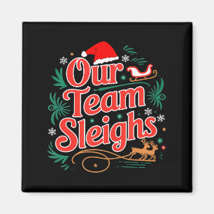 Vårt Team Sleighs Jul Tomtens Renar Arbetare Magnet