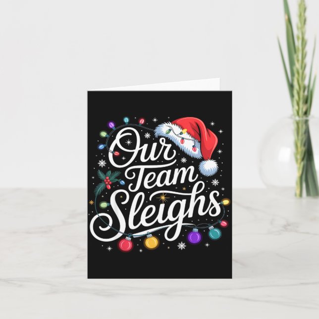 Vårt Team Sleighs Julbelysning Röd Tomteluva Xm Kort (Framsida)