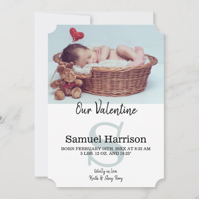 Vårt tillkännagivande från Valentine Februari Baby Meddelande (Framsida)
