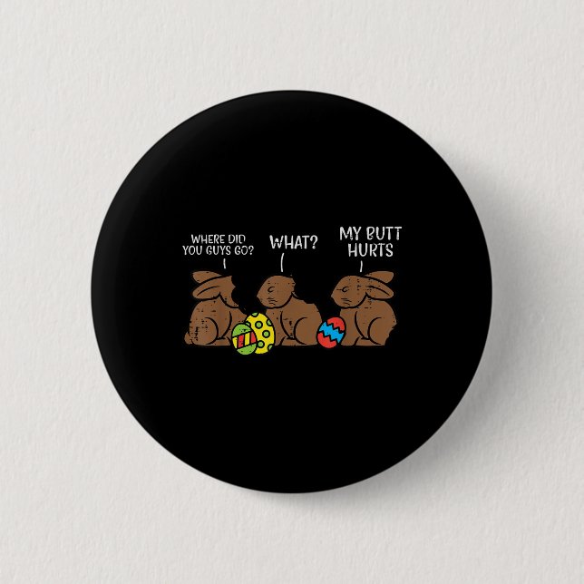 Vart tog ni er att choklera Bunny Funny Påsk? Knapp (Framsida)