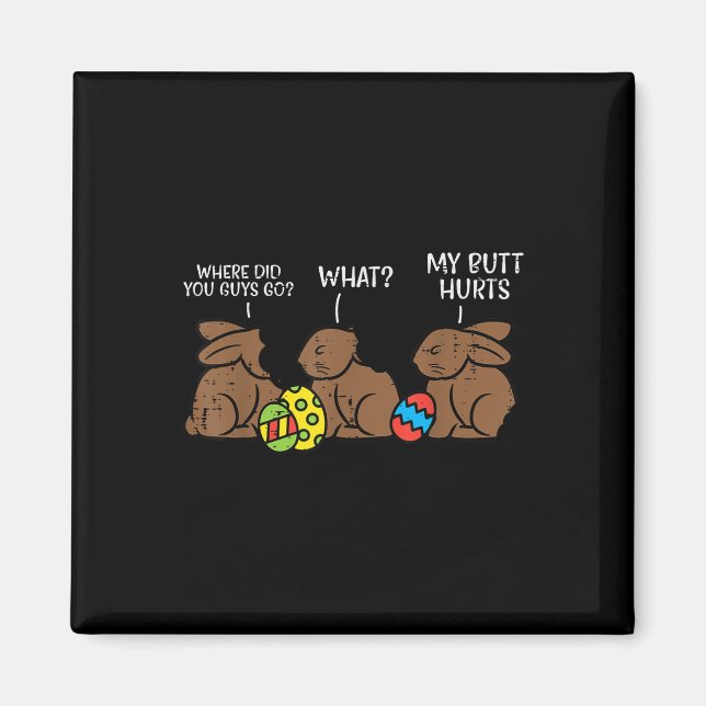 Vart tog ni er att choklera Bunny Funny Påsk? Magnet (Framsidan)