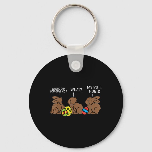 Vart tog ni er att choklera Bunny Funny Påsk? Nyckelring (Framsida)